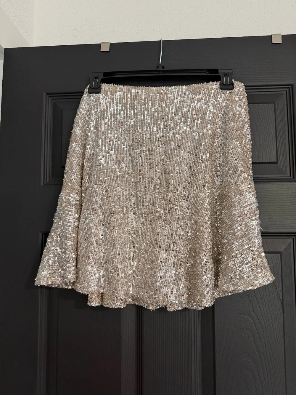Free People Trumpet Silver Sequin Mini Skirt